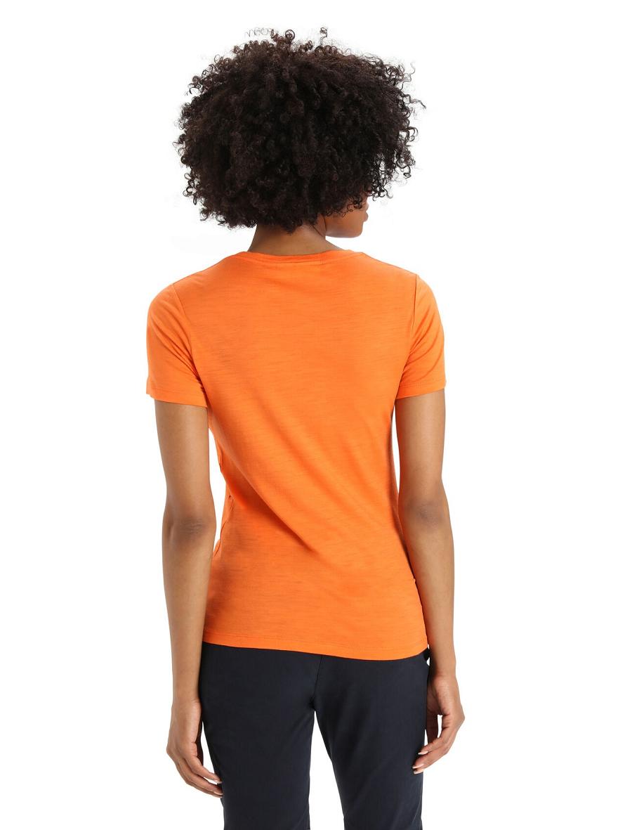 T Shirts Icebreaker Merino Tech Lite II Corta Sleeve Scoop Migration Femme Orange | FR 1590SGLO